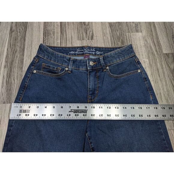 (3/$35) Gloria Vanderbilt Pockets Skimmer Slimming Denim Blue Jeans Capris - Picture 8 of 11